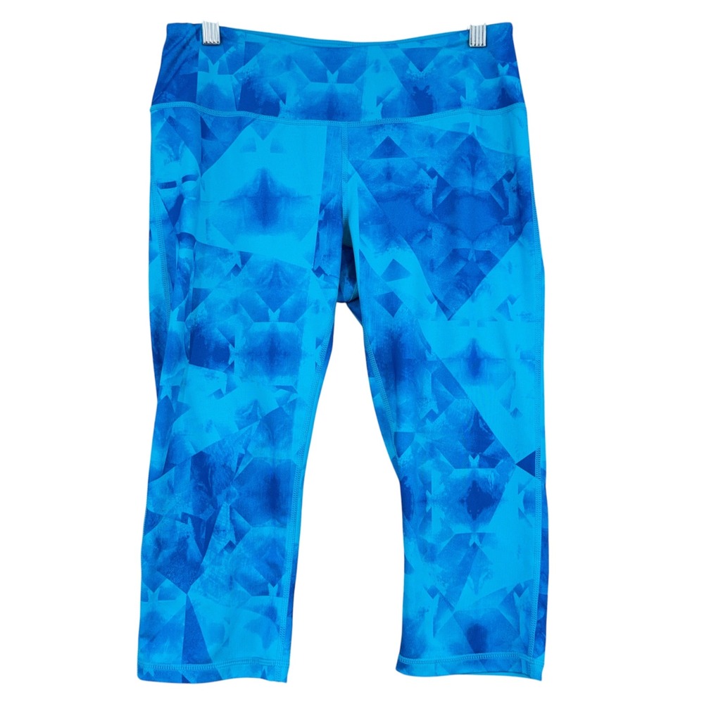 Z by Zella Geometric Print Cropped Leggings Womens Size M Blue Athletic Yoga